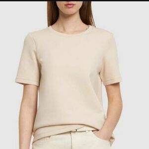 S Max Mara Women Fianco Top Shirt Jersey Scuba Minimalist Beige Ecru Tan Basic M